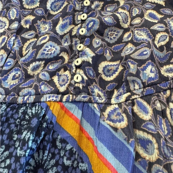 Aerie Paisley Blue Floral Patchwork Boho Midi Dress Medium - Picture 13 of 13